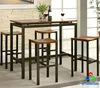 Modern lounge pub furniture metal legs frame wood top bar dining table set