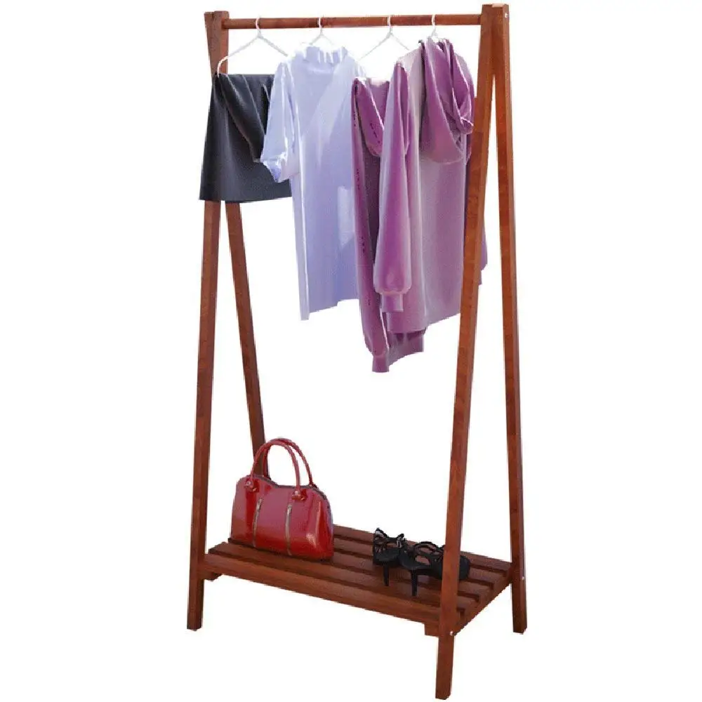 COAT RACK ZHIRONG Garment Clothing Rack Solid Wood Coat Stand Storage Rack With Shelf For Hats, Bags, Shoe, Clothes Living Room Furniture, 5730118CM / 6340153CM (Color : Brown, Size : 5730118CM)