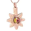 Sun Flower Cremation Jewelry for Ashes Memorial Urn Necklace Colorful Birthstone Crystal Keepsake Jewelry Ash Pendants