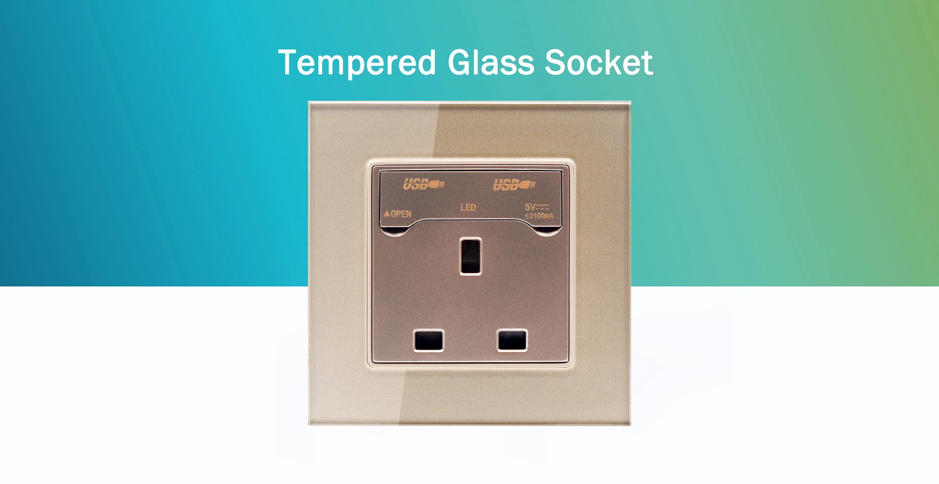 带usb 的 smartdust 玻璃面板 5 针双英国标准电动插座插座