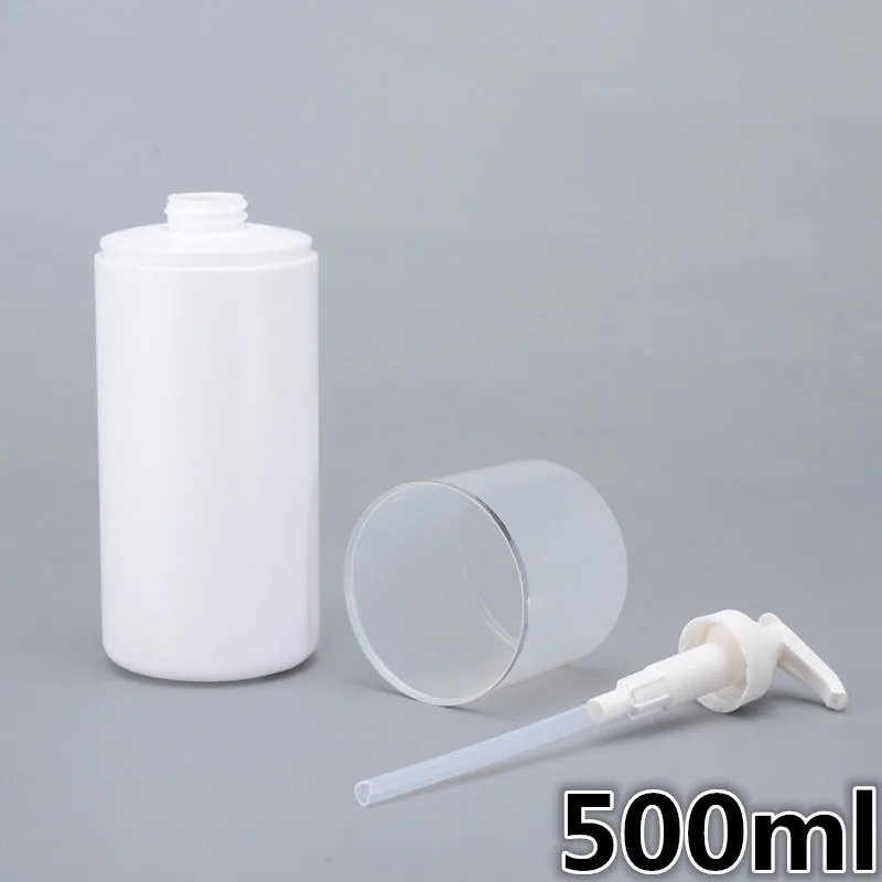 
Luxury new types 500 ml white shower gel bottle with transparent cap 