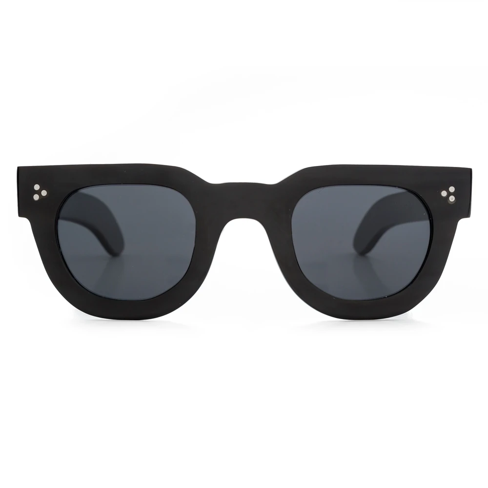

Black horn frame unisex sunglasses cat eye CR39 Polarized lens ox horn eyewear