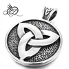 Men and Women's Stainless Steel Pendant Necklace Silver Irish Celtic Knot Triquetra Biker