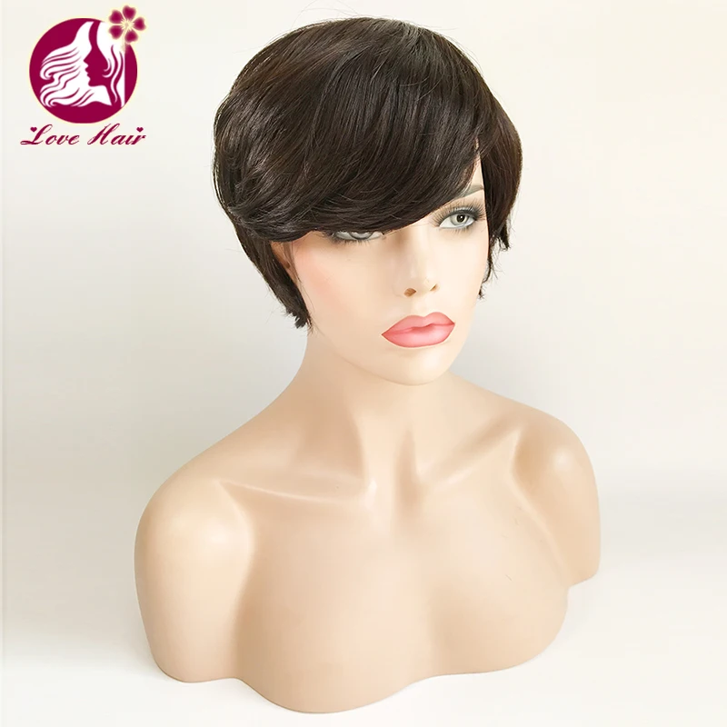 

Short Cut Bob Wigs for Black Women Side Part Virgin Hair None Lace Human Hair Wig with Bangs Fringe Natural Hairline