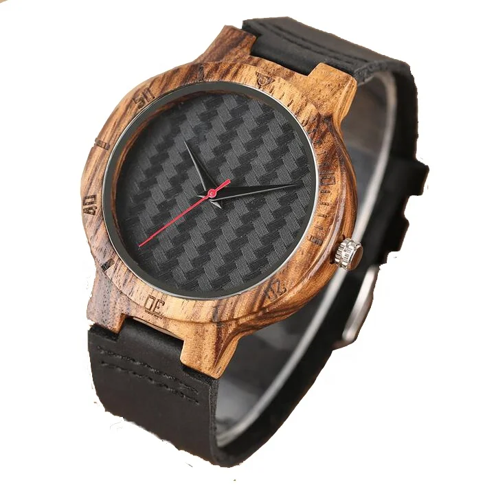 

Wood Watch Bamboo Watch with Genuine Leather Strap and Japan Quartz Engraved Reloj