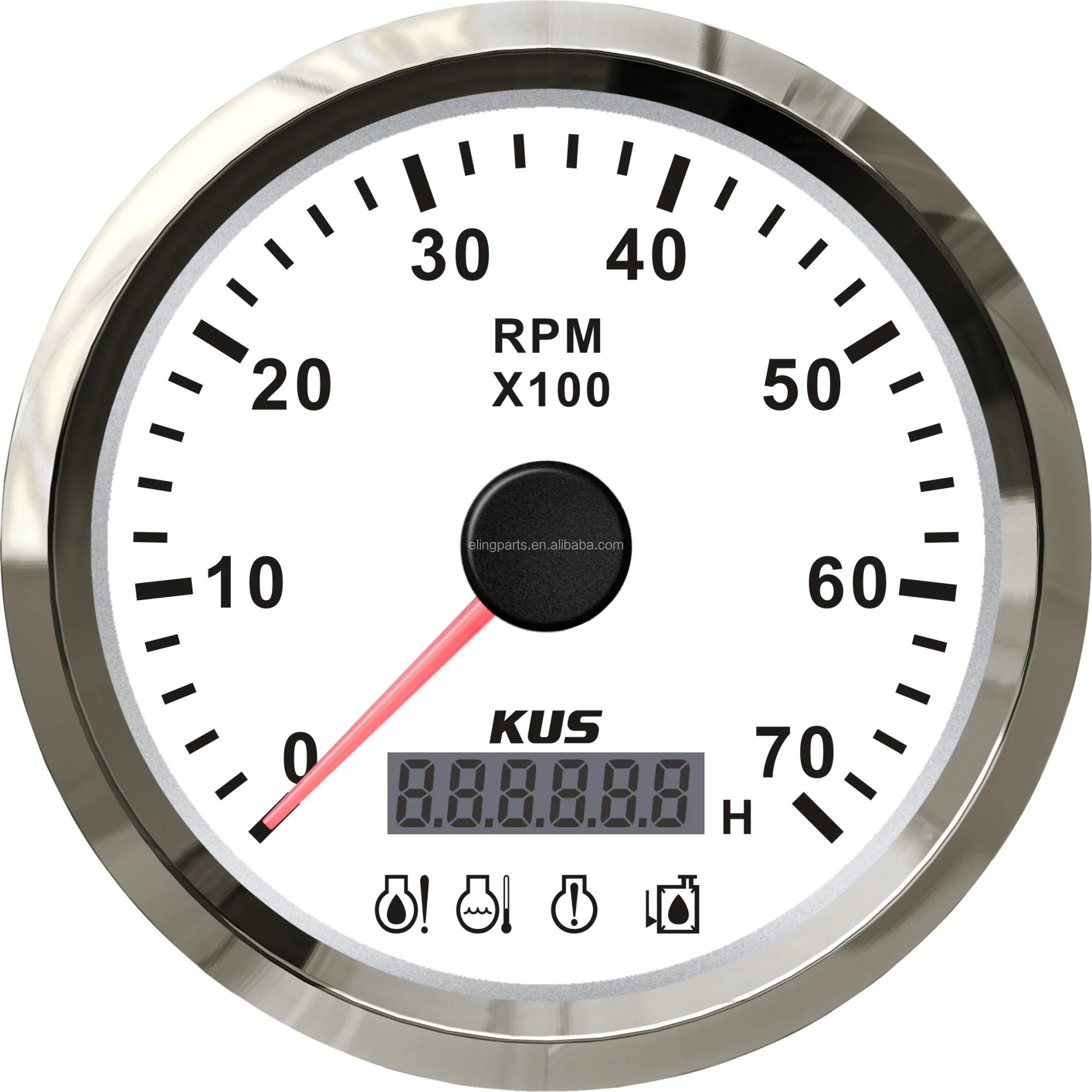 Kus 85mm Tachometer Rpm Gauge Rev Counter 7000rpm With Hour Meter 12v ...