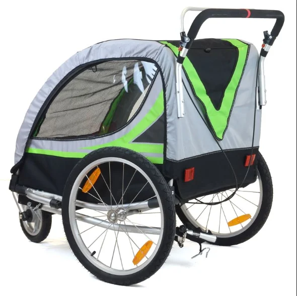 
China factory direct sale green bike trailer with rain cover 