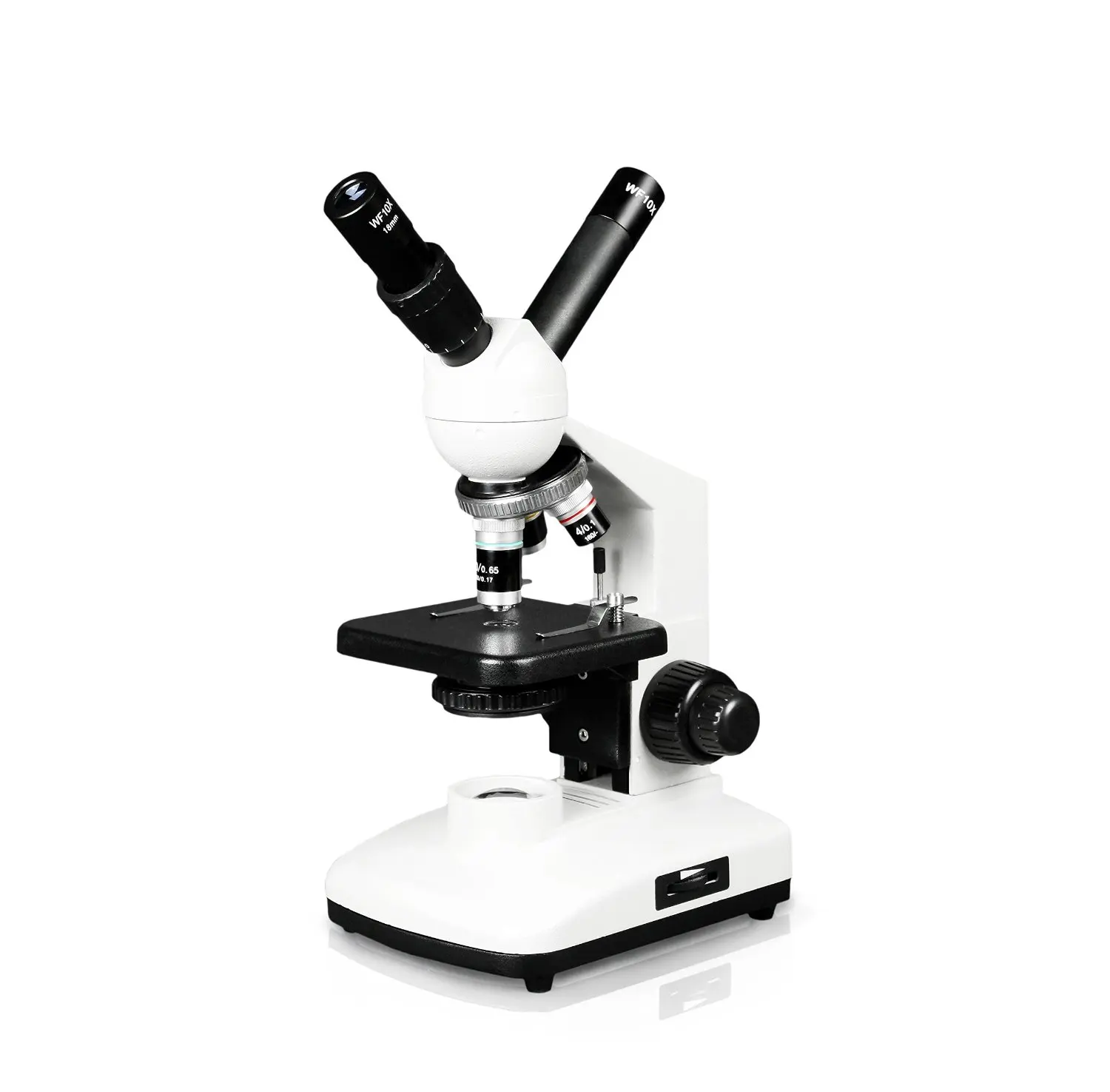 Brightfield LED Illumination 10x WF /& 25x WF Eyepiece 40x/—1000x Magnification Rechargeable Battery Vision Scientific VME0018-ST-RC Dual View Elementary Level Compound Microscope Mechanical Stage