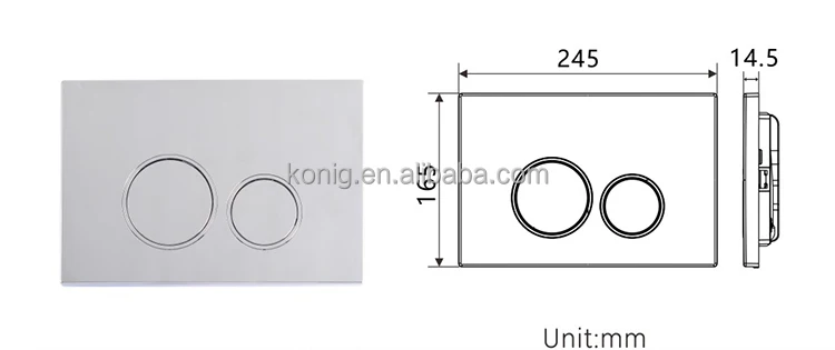 
Front push dual flush plate with button in white for hidden in wall toilet tank K005 