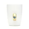 Drinking ceramic white ring shaped handle plain mug
