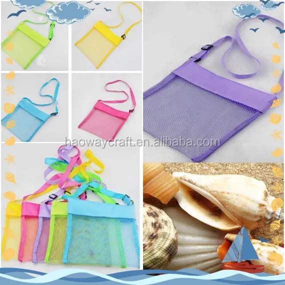 

Wholesale boutique shell collect tote mesh kids beach bag children seashell bags