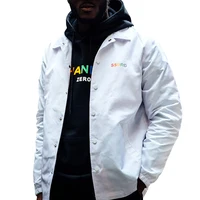 

OEM Custom logo Streetwear Men Hip Hop Windbreaker white Jacket