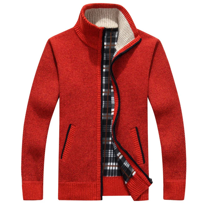 Winter Long Sleeve Knitwear Men Cardigan Half High Collar Zipper ...