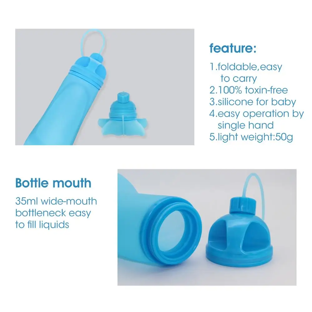 
500ml Folder Silicone Leak-proof Water Bottle for Outdoor Sport Camping Travel 