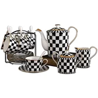 

Delicate black Design 15pcs Ceramic Tea Set / Bone China Tea Set With Teapot Porcelain bone china coffee/tea cup and saucer te