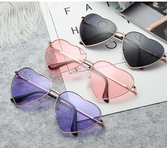 

monochrome lenses Heart Shaped Sunglasses Women Gradient Sun Glasses Vintage Metal Frame Eyewear Glasses oculos de sol feminino