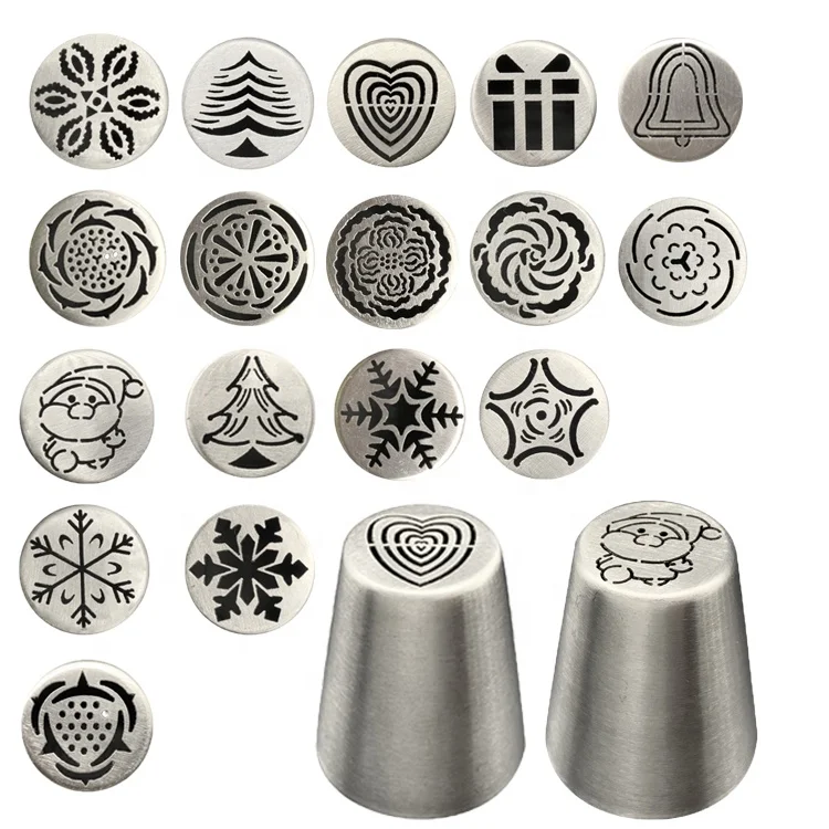 

Stainless Steel Baking Tools Cake Decorating Piping Tips Christmas Russian Nozzle