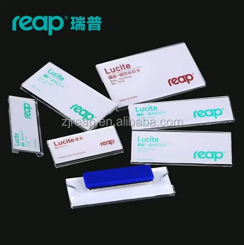 Reap high transparent acrylic magnetic reusable staff/employee business name badge tag