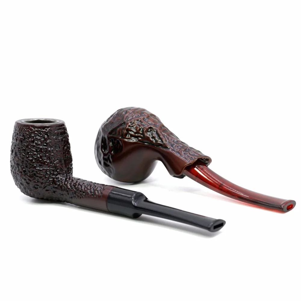 

Wholesale Cheap Wood Acrylic Grain Lines Wooden Color Smoking Pipes Tobacco Pipes, As picture