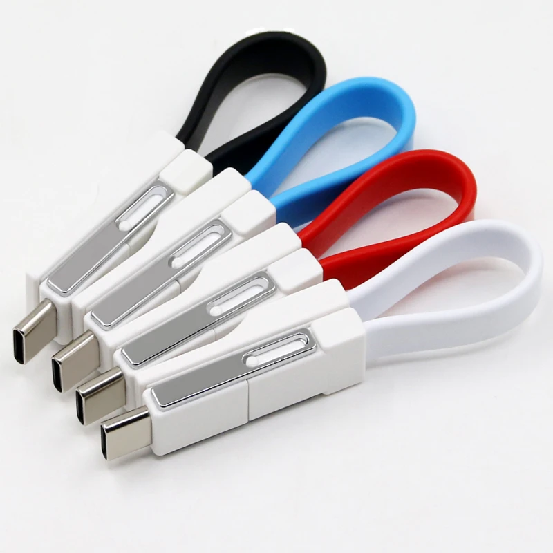 Best sellers KeyChain 3 In 1 Data Cable Usb magnetic Mini Usb Charging  Cable with key ring For Iphone For Android