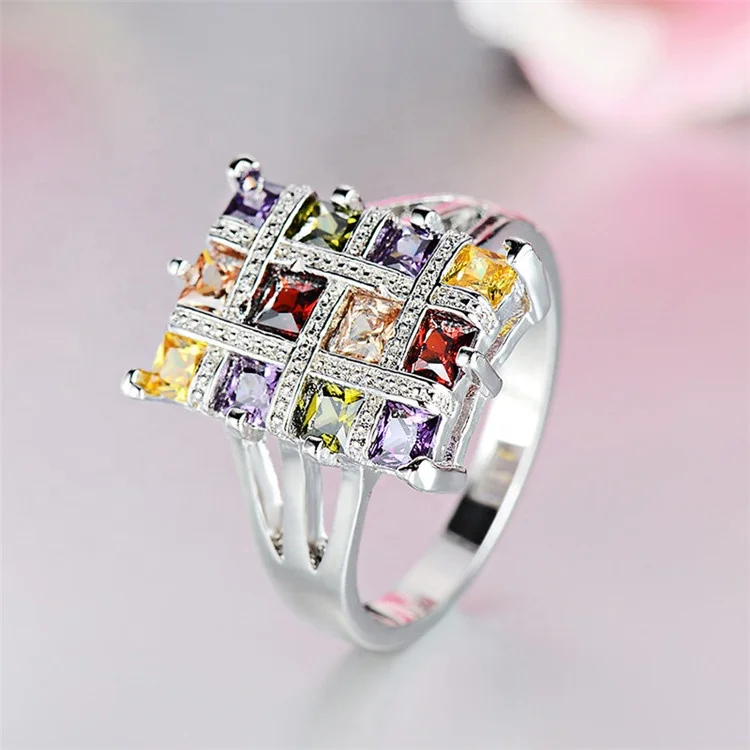 

Luxury Multicolor Crystal Zircon Rings for Women Fashion Jewelry Wedding Engagement Statement Ring Bijoux Anillos Gift