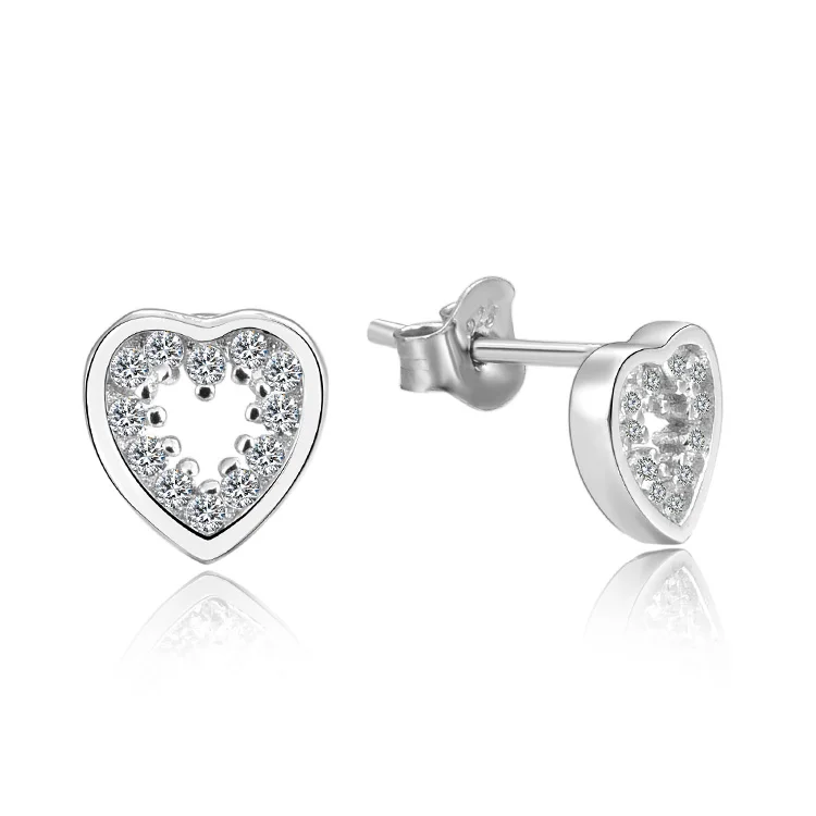 

POLIVA Custom 925 Sterling Silver Jewelry Women Accessories French Style Regal Forever Love Hearts Stud Earrings