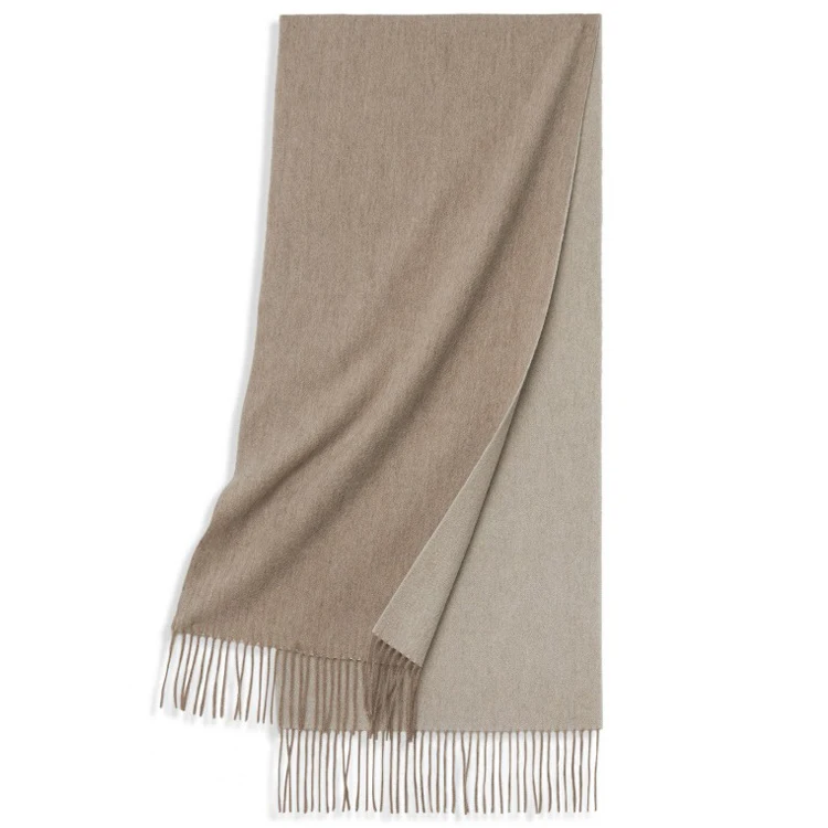 Factory Wholesale Fashion Two Face Two Tone Long Tassel Warm Winter Pure Mongolian Pashmina 100% Cashmere Scarf