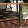 stainless steel square post wire railing with timber handrail