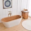 China Wholesale Hand Made Red Oak Wooden Spa White Bathtub