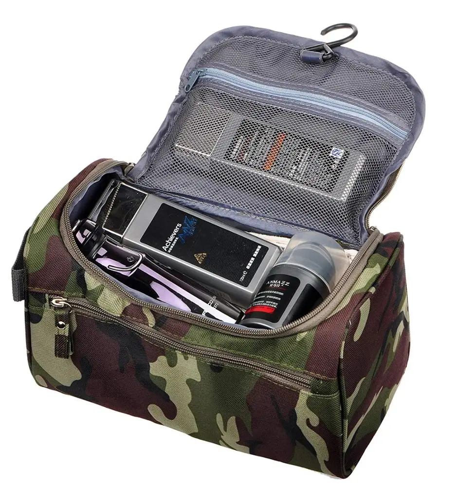 

Hanging Toiletry Bag Men Portable Travel Makeup Kits Organizer Wash Bag, Camo dark green , customized color is available