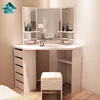 Hot Sale White color Corner Dressing Table Makeup Table Vanity Table with Stool and Mirror