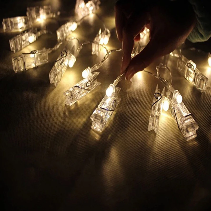 20 Led Decoración De Pared Luces De Navidad Foto Clips Cadena De Luces