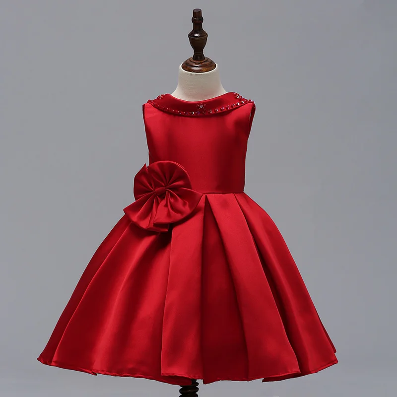 

Cute Beading Pearl Neck V-Back Personalize Girls Evening Party Dress L569