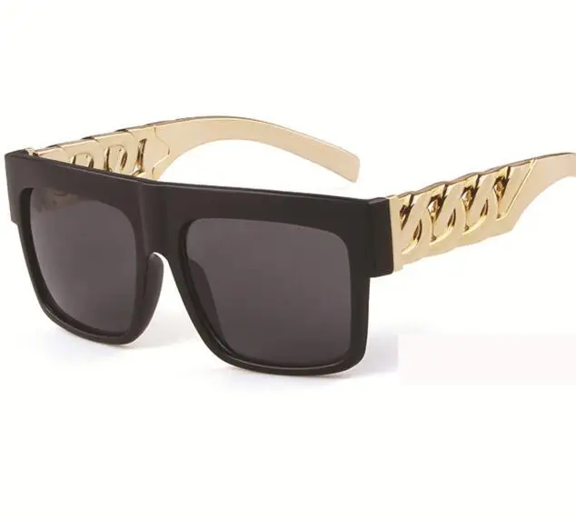 

Wiipu punk Sunglasses Fashion Gold Metal Chain Square Sun Glasses Celebrity Luxury Brand Designer Women/Men Shades UV400