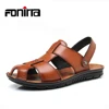 Summer Cool Big Size 46 Genuine Leather Beach Flat Casual Men Sandals