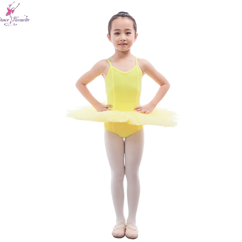 

Girls Ballet Dance Costume Yellow Color 5 Layers of Stiff Tulle Tutu Leotard Dress 17050-2