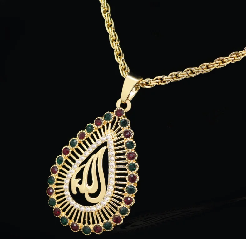 

Hot sale female arab muslim islamic religious turkey diamond gold chain totem pendant jewellery necklace for women