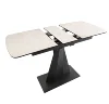 automatic swivel ceramic glass top dining table with metal base