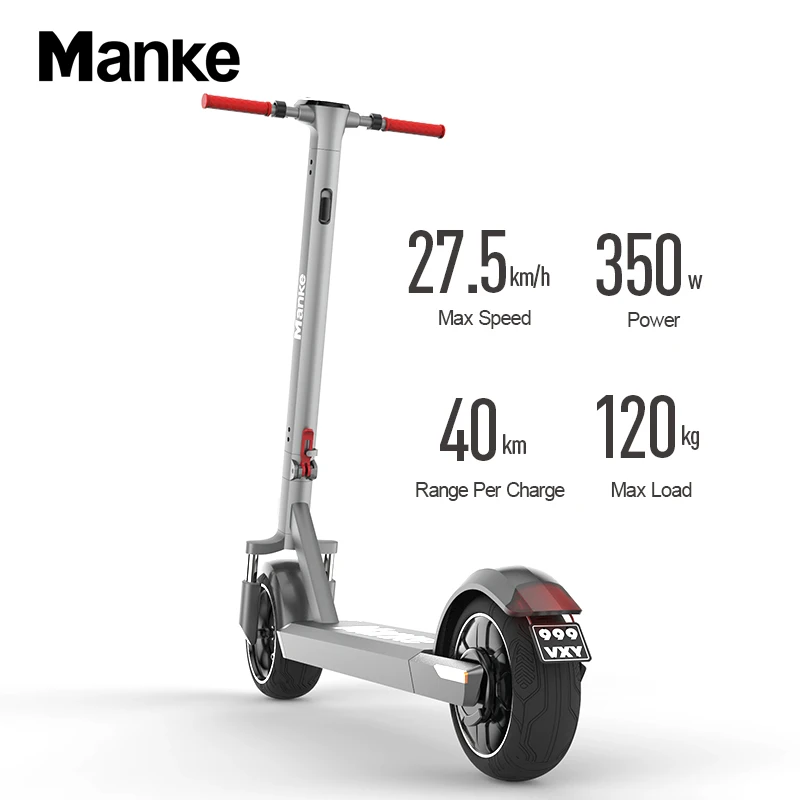 

2020 China Manke MK089 Germany Standard 10 inch 350W Cheap Folding Electric Kick Scooter with Double Shock Absorption, Gray