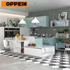 OPPEIN kitchen cabinet maker 2018 kitchen simple designs Blue UV Lacquer and Melamine Kitchen Cabinets