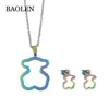 2019 hot sale stainless steel Colorful Bear jewelry set earring necklace charms for women and girls
