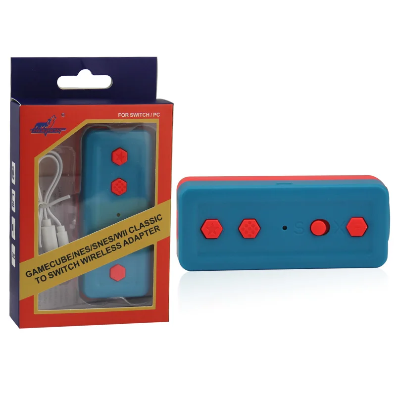 

HonSon New 3 in 1 for Gamecube /Wii/N ES Controller Wireless Adapter, Blue and red