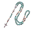 Sundysh Rosario Catolico, CatholicTurquoise Stone Shell Prayer Beads Chain Rosary