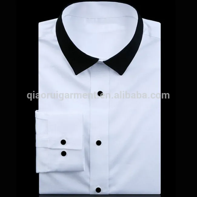 camisa blanca con cuello negro