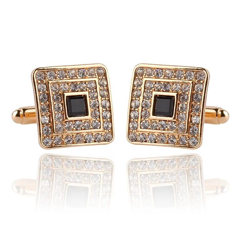 

Wholesale Silver Color Alloy Rhinestone Men's Suit Square Cufflinks