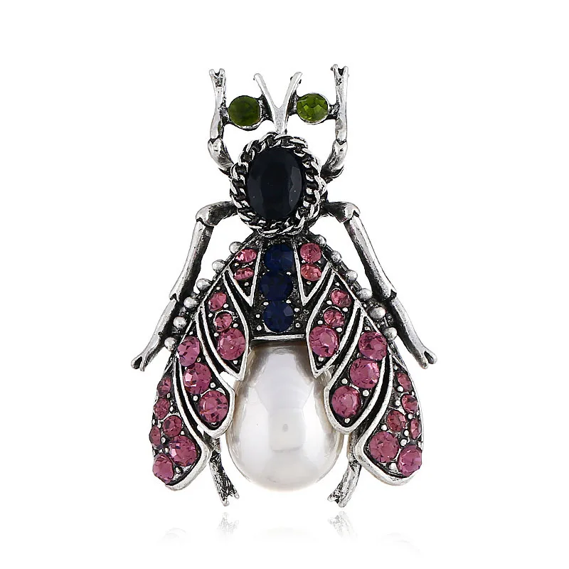 

5 x 3.3 cm 14g Fashion Vintage Zinc Alloy Lifelike Pearl Insect Fly Brooch, Show as picture
