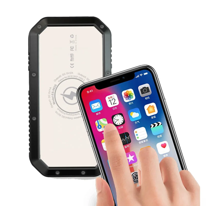 

Custom Logo Solar Power Bank High Capacity Mobile Phone Charger Battery Wireless Power Bank 20000mah, Black