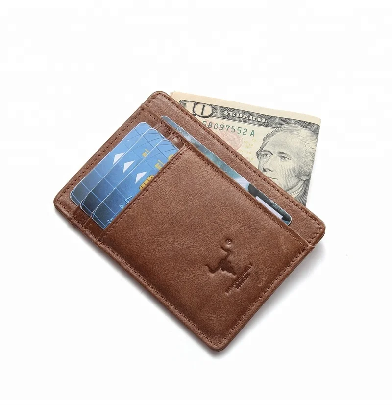 Пользовательские RFID Блокировка из натуральной итальянской кожи карты рукава передний карман минималистский тонкий бумажник для