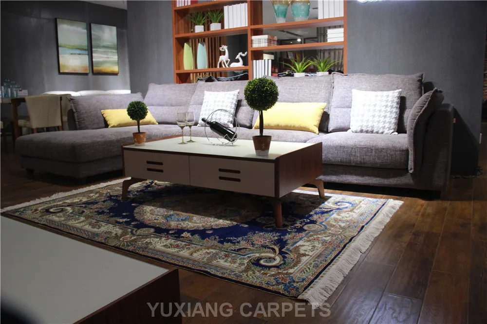 Nanyang Yuxiang High Quality Beautiful Floral Pattern Persian Knot Hand-made Pure Silk Carpet for Home Decor