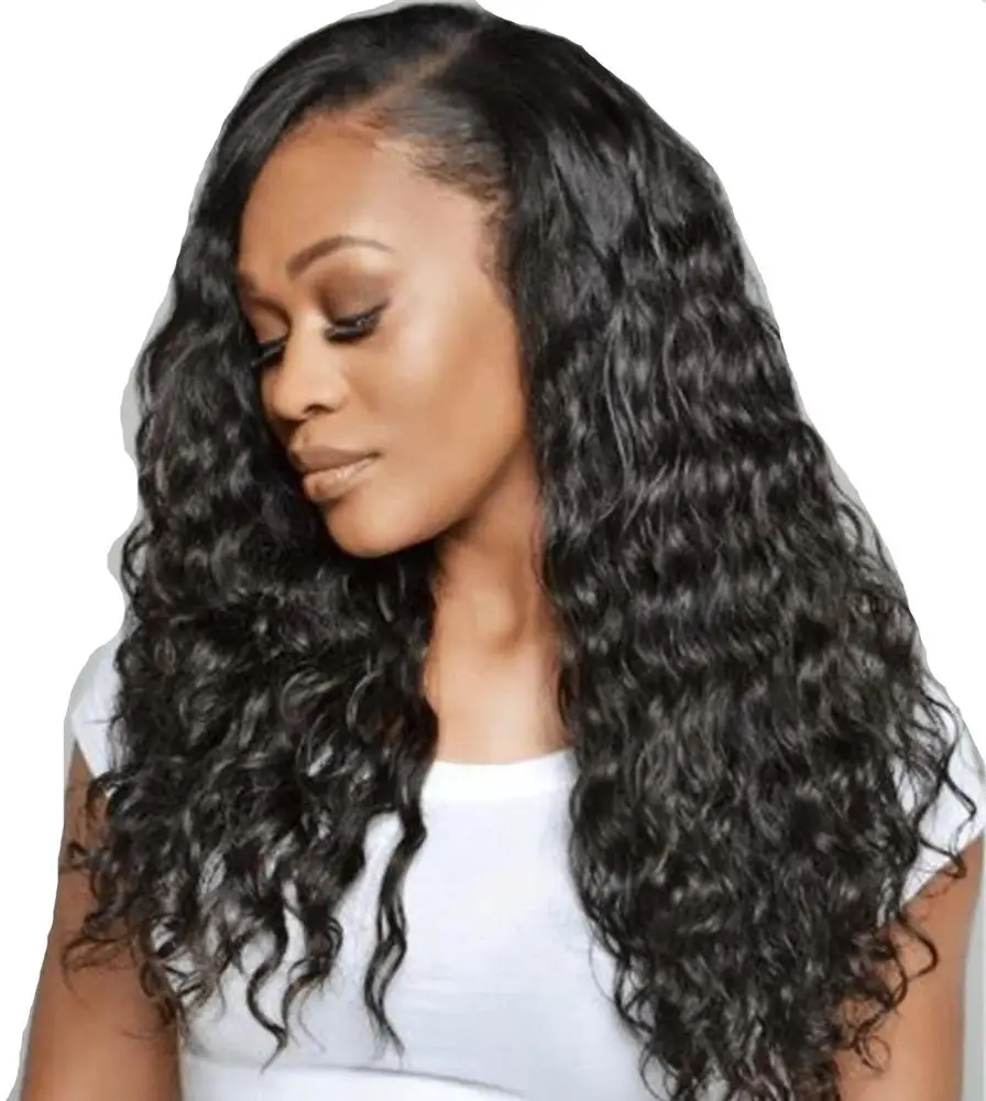 

130 Density Loose Kinky Curly Brazilian Human Hair Lace Front Wigs 13x4 Lace Frontal Wigs Black Natural Hairline With Baby Hair, Pure color